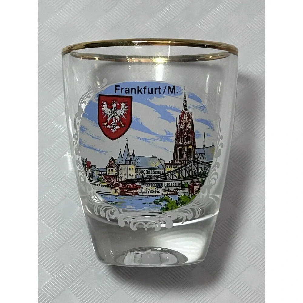 Lot Of 3 Germany Souvenir Vintage‎ Collectible Barware Shot Glasses Gold Rim